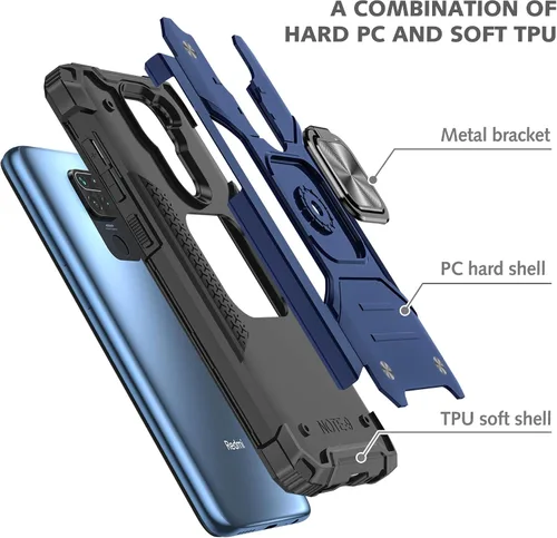Vista 8 de Asuwish Funda de teléfono para Xiaomi Redmi Note 9/Redmi 10X 4G con protector de pantalla de vidrio templado y soporte de anillo soporte delgado