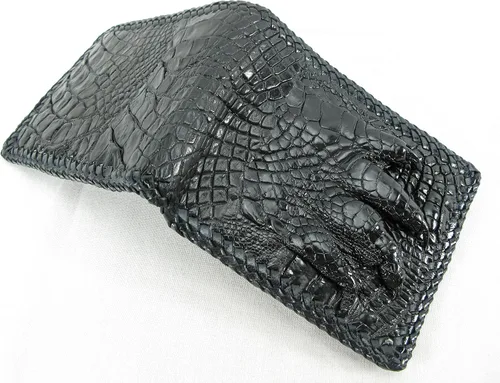 Vista 4 de Pelgio Cartera de piel de cocodrilo genuina hecha a mano de piel de cocodrilo