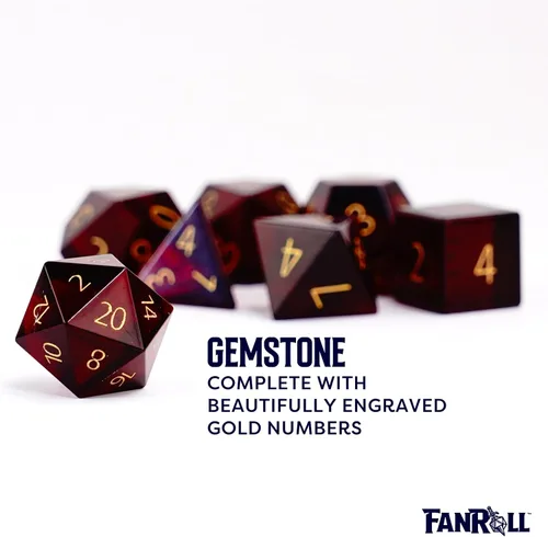 Vista 4 de FanRoll - Juego de dados DND de 0.630 in con piedra natal de polietileno: Granate de enero grabado, dados de juego de rol para Calabozos y Dragones