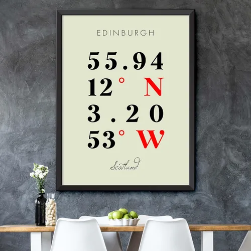 Vista 5 de Mapa de Edimburgo, Escocia, Coordenadas Multilíneas de Colores (24x36)