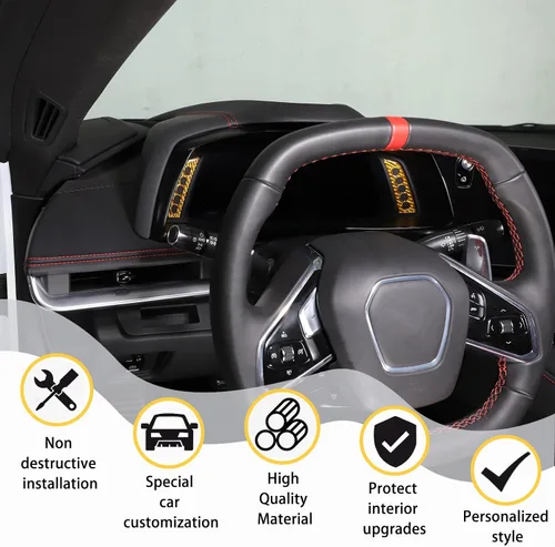 Vista 4 de CHEAYAR Adhesivo de fibra de carbono para tablero de instrumentos compatible con Chevrolet Corvette C8 Stingray 2020-2023, calcomanía para panel