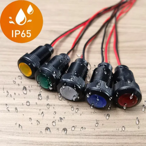Vista 3 de Gebildet 5 piezas de luz piloto indicadora LED de plástico AC/DC 12-24V, tamaño del orificio de montaje 12 mm (rojo/naranja/azul/verde/blanco)
