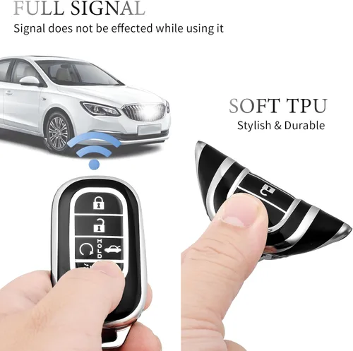 Vista 5 de OFFCURVE Funda para llavero de coche de TPU para Honda D5, Negro
