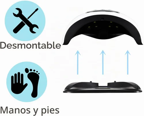 Vista 6 de BIGBEAR Luz UV para uñas, luz LED de uñas de 48 W para esmalte de gel, secador rápido de uñas con sensor automático, ajuste de 3 temporizadores