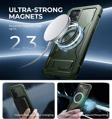 Vista 3 de Dexnor Funda magnética para Samsung Galaxy S24 Plus con soporte, 2 marcos frontales y protector de pantalla integrado, compatible con Magsafe, a