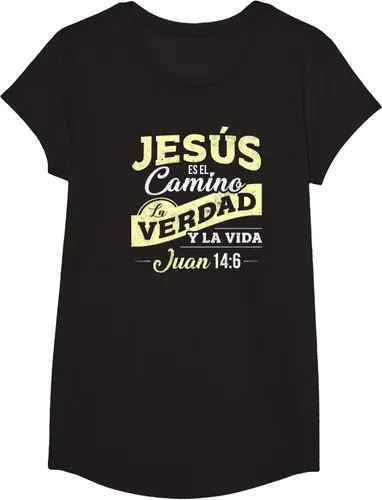 Vista 3 de Camisas de la Biblia de Jesus para los Cristianos Camiseta Española Negro