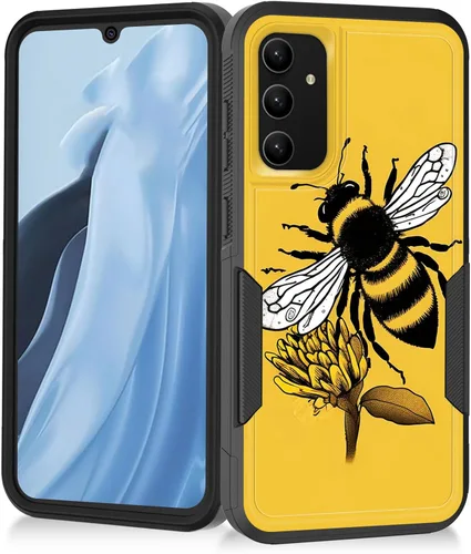 Vista 75 de Funda para Galaxy A14 5G, resistente de doble capa híbrida de policarbonato duro, goma suave, a prueba de golpes, funda protectora resistente