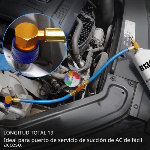 Vista 3 de JIFETOR Manguera de carga de CA con indicador 100PSI, herramienta