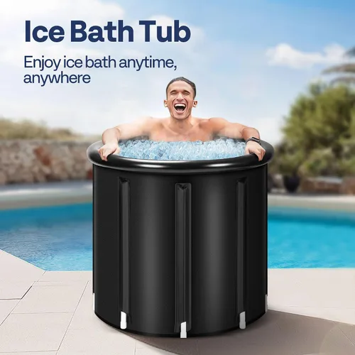 Vista 2 de VIVOHOME Bañera de hielo para atletas y amantes del fitness, bañera de inmersión fría portátil de 33.5 pulgadas de diámetro para terapia