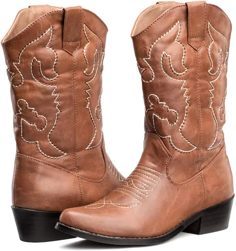 Vista 3 de SheSole Botas vaqueras blancas para mujer, diseño floral occidental, botas vaqueras de pantorrilla ancha