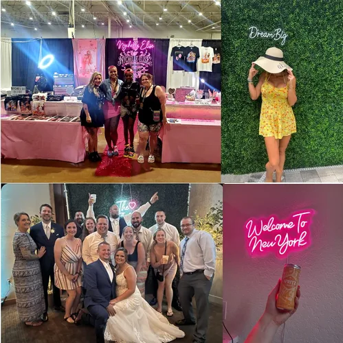 Vista 3 de Letrero de neón, luz LED personalizada con nombre para pared, habitación, decoración de cumpleaños, boda, fiesta feliz, regalos de negocios, bar