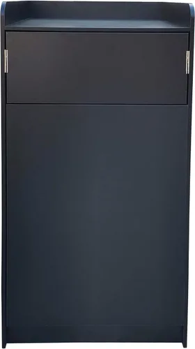 Vista 4 de FixtureDisplays® Black Restaurant - Recipiente de basura de comida rápida con puerta con bisagras, bandeja empotrada superior, capacidad