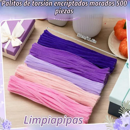 Vista 2 de Peryiter 500pcs Pipe Cleaner Craft Pack, Dark Pink & Purple Flower, 12 Inch Flor rosa oscuro y morada