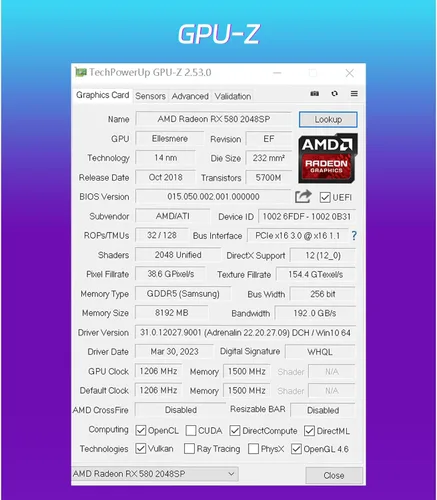 Vista 9 de MOUGOL Tarjeta gráfica AMD Radeon RX 580 8GB GDDR5 para juegos, HDMI/DP/DVI Blanco