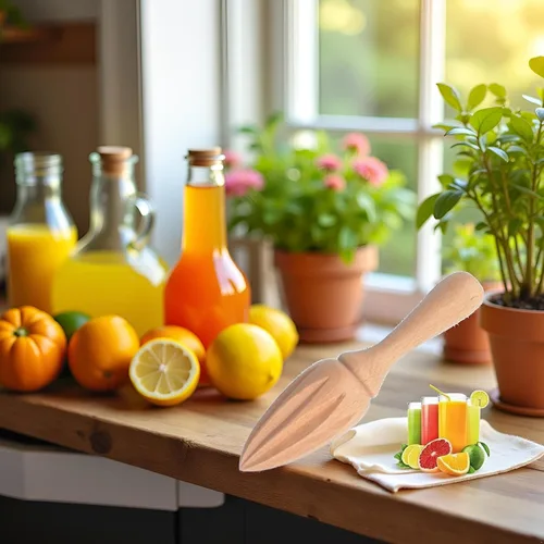 Vista 4 de Exprimidor de cítricos de madera – Escariador manual de mano de limón/naranja Herramienta exprimidora de frutas portátil para el hogar, cafetería