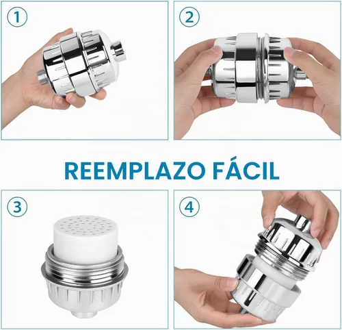 Vista 4 de FEELSO Paquete de 2 filtros de ducha de repuesto de 15 etapas para agua