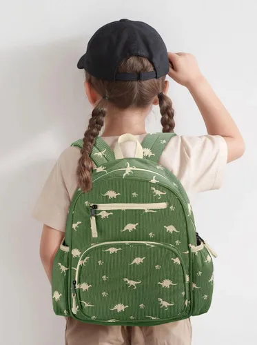 Vista 2 de Mochila de pana para niños de 2 a 5 años, lindas mochilas para niños, mochila preescolar para jardín de infantes de 13.7 pulgadas de alto, carpeta