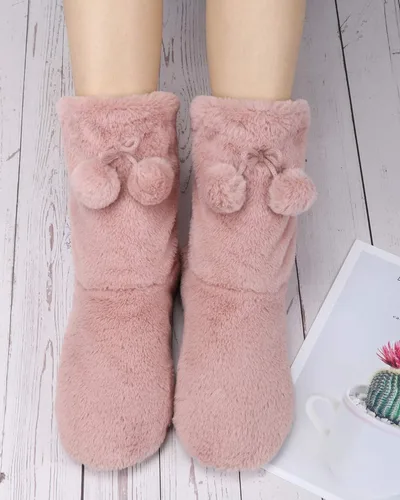 Vista 2 de DICUIRD Calcetines gruesos y cálidos para mujer con pinzas - Pantuflas navideñas para casa