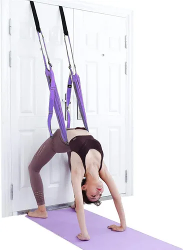 Vista 6 de Correa de estiramiento de yoga, fitness, estirador de piernas ajustable, entrenador de asistencia para flexión de espalda, mejora la flexibilidad