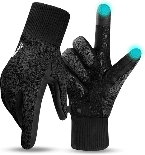 Vista 10 de ihuan - Guantes de invierno impermeables para pantalla táctil, para mujer y Forro polar cálido, resistente al viento, antideslizante, aislamiento