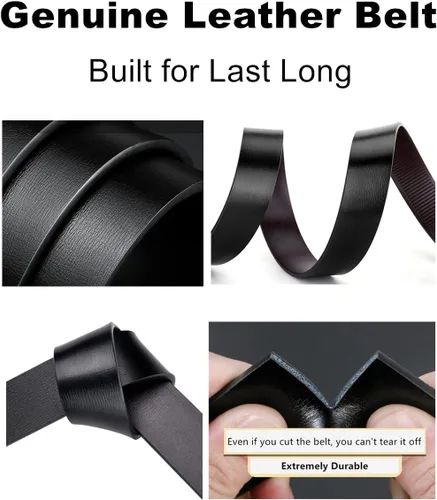Vista 6 de Oyifan Cinturón negro para hombre, cinturón de diseñador de vestido de cuero genuino para hombres, moda Slide Ratchet Click Casual Mens Belt