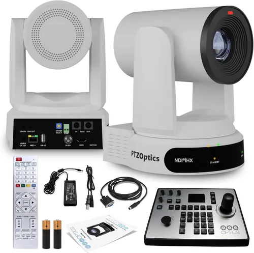 Vista 6 de PTZOptics Move 4K SDI/HDMI/USB/IP PTZ Cámara con zoom óptico de 30x (blanco) (PT30X-4K-WH-G3) + controlador de joystick PTZOptics PT-Joy-G4