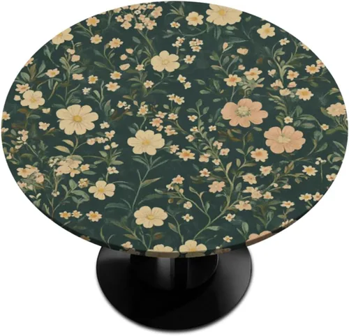 Vista 20 de Pardick Mantel redondo ajustable con borde elástico de 36 a 42 pulgadas, mantel ajustable para mesa redonda, mantel circular, impermeable, lavable