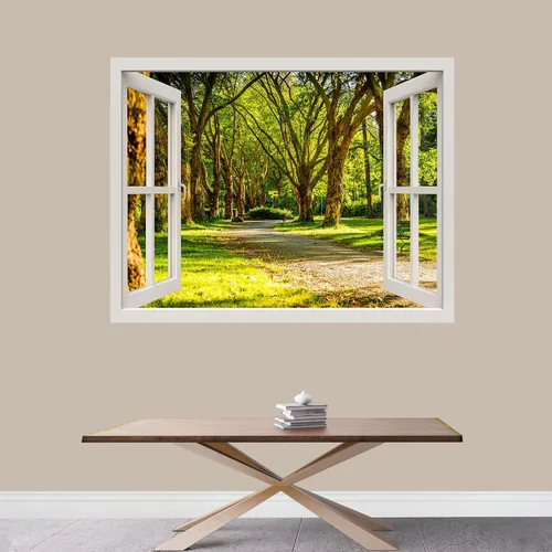 Vista 25 de IDEA4WALL Murales de pared para dormitorio, vista de ventana falsa, bosque, papel tapiz extraíble, calcomanías de pared para despegar y pegar, 24 x