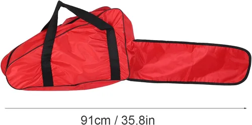 Vista 4 de TOPINCN Bolsa de transporte para motosierra, de tela Oxford, portátil, con asa y cremallera larga para motosierras de 12/14/16 pulgadas, color rojo