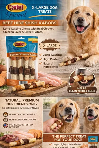 Vista 4 de Cadet Golosina para perros XL, 4 en 1 piel de res Shish Kabobs, 10