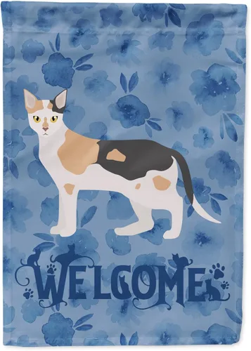 Vista 50 de Caroline's Treasures CK4813CHF - Bandera de bienvenida con gato abisinio azul, manga grande, para porche, para colgar en la pared, poliéster