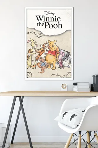 Vista 6 de Trends International Disney Winnie The Pooh - Póster de pared con dibujo grupal, 34 pulgadas de largo x 22.4 pulgadas, versión enmarcada en blanco