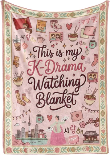 Vista 10 de Huglanket Regalos de Drama Coreano Kdrama Merch Manta para Mujeres, Mantas de Franela para Amantes del Drama K, Azul, 50" x 65