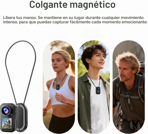 Vista 5 de Mini cámara de acción 4K, estabilización EIS, gran angular de 130°, pantalla táctil dual, grabación previa, impermeable para vlogging, aventuras al