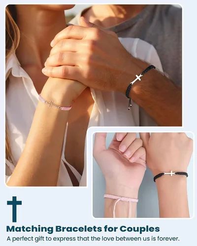 Vista 2 de VU100 Pulseras a juego para parejas Pulseras Regalos para novia novio Regalos de relación a larga distancia Pulseras a juego Regalo para aniversario