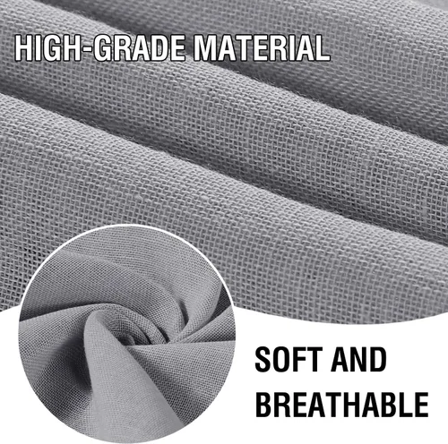 Vista 3 de H.VERSAILTEX - Cortinas de mezcla de lino natural semitransparentes, con bolsillo para cortinero, filtrado de luz, 2 paneles, para sala de estar Gris
