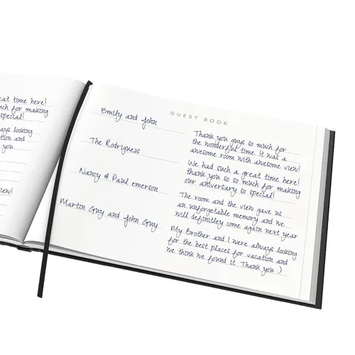 Vista 2 de Useful Co. - Libro de invitados negro, para recepción de boda, libro de registro, libro de visitas para casa de vacaciones, libro de visitas