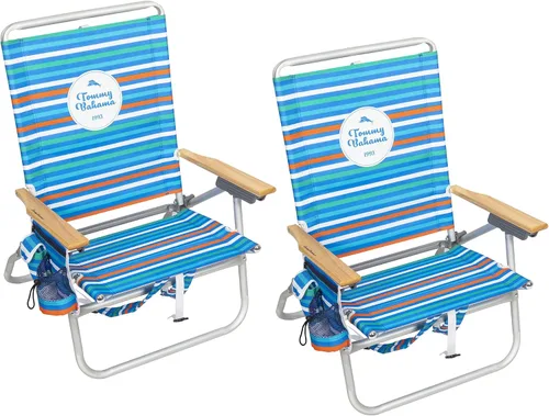 Vista 8 de Tommy Bahama 4-Position Extended seat Height Easy in-Easy Out Folding Backpack Beach Chair