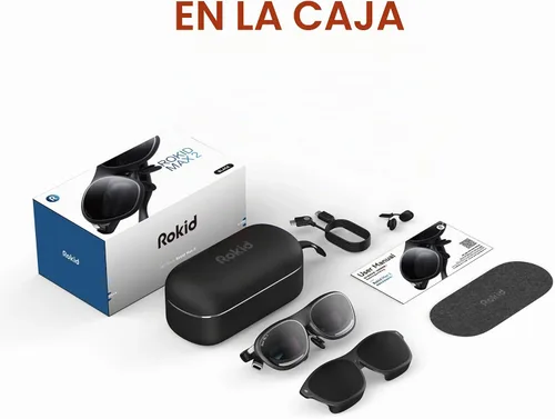Vista 8 de Rokid Lentes AR negros Max2, pantalla micro-OLED de 215 pulgadas, FOV de 50°, brillo de 600 liendes, compatibles con teléfonos inteligentes