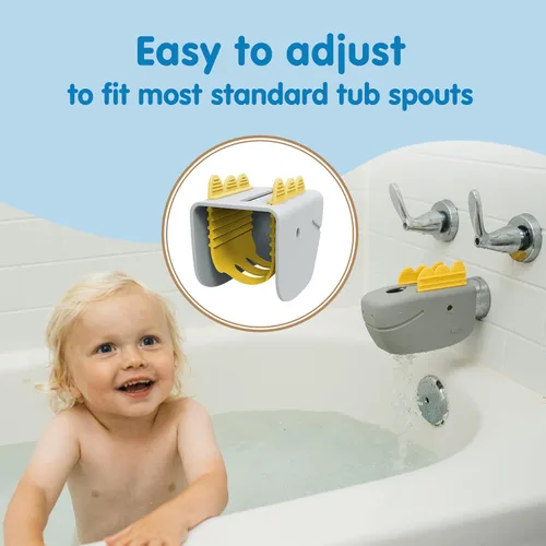Vista 3 de Dr. Brown's CleanUp Dino-Soft - Cubierta de boquilla de baño para bebé, suave y segura en el grifo de la bañera, seguridad para la bañera para niños