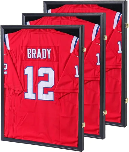 Vista 7 de Grintus Vitrina grande con marco de jersey, caja de sombra de jersey con protección UV, acrílico y colgador para béisbol, baloncesto, fútbol