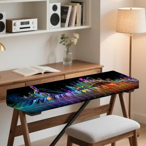 Vista 7 de Nuxovilar Funda Piano Teclado Seda Leche VC04236-S Protector elástico para teclado, funda de polvo para instrumentos digitales, espacio de estudio
