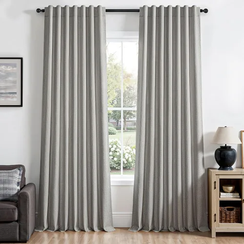 Vista 27 de Cortinas opacas de lino de 96 pulgadas para dormitorio, 2 paneles, verde Verde Olivegreen