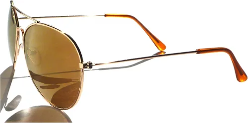 Vista 2 de TOP Gun PILOT Style Classic Gold Metal Frame Brown Lens Aviator Gafas de sol