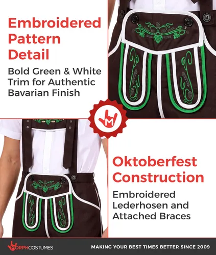Vista 3 de fun shack Lederhosen Hombres, Traje Bávaro, Trajes de Oktoberfest Hombres