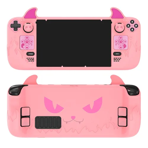 Vista 9 de PlayVital Cute Demon Protective Case for Steam Deck LCD & OLED, Kawaii Anti-Slip Protector for Steam Deck OLED with Thumb Grip Caps & Trackpads