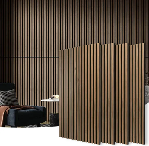 Vista 30 de Art3d 2 paneles acústicos de listones de madera para pared y techo, panel de absorción de sonido acanalado 3D con acabado de madera, roble Noise