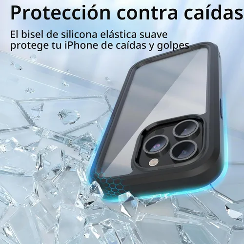 Vista 4 de WXR Compatible con iPhone 15 Pro, parachoques de silicona suave y parte trasera de policarbonato duro transparente e interior de policarbonato duro
