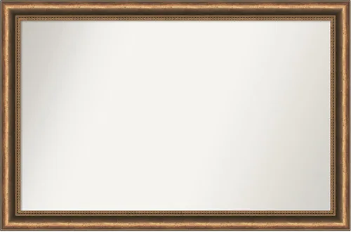 Vista 198 de Amanti Art Espejo de baño de bronce para sobre fregadero, 24 x 24 pulgadas, espejo de tocador cuadrado estrecho de bronce Manhattan, marco de madera