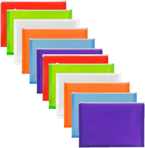 Vista 28 de JAM Sobres de plástico para papel con cierre de presión, Colores Variados Variado paquete de 6